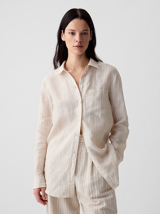 100% Linen Boyfriend Shirt | Gap