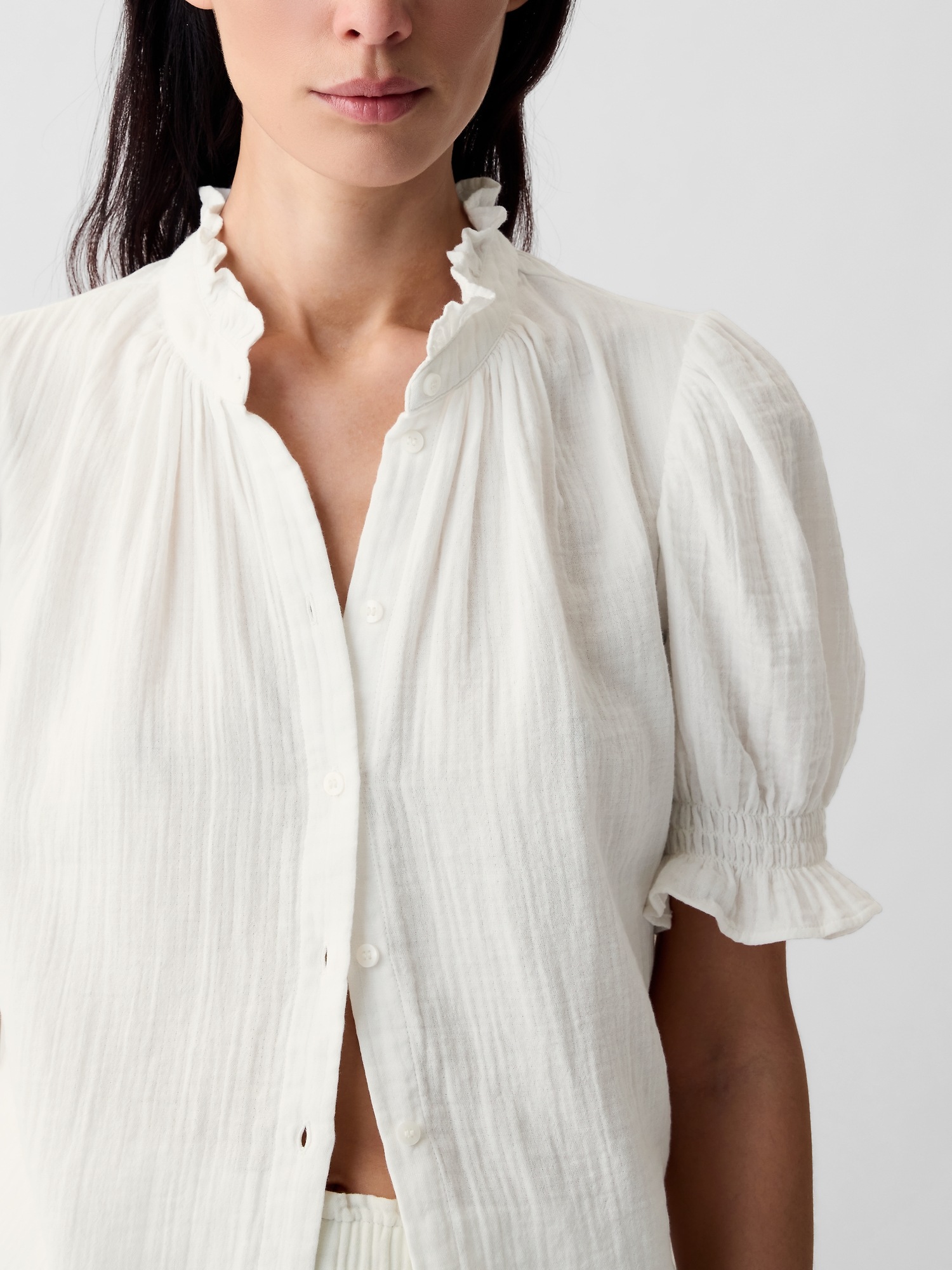 Gauze Puff Sleeve Top