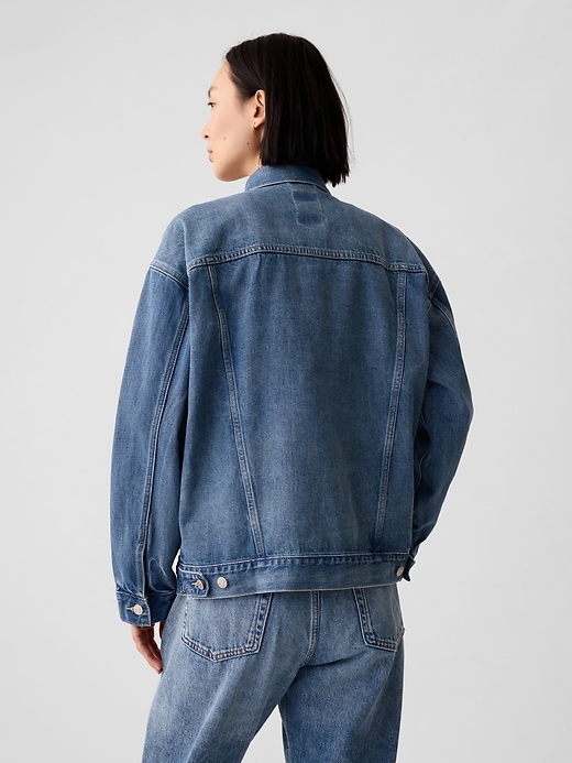 2 of 8 showing, with the color medium indigo of product Oversized Icon Denim Jacket