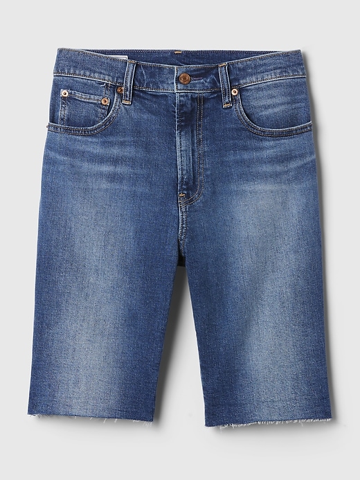 Image number 7 showing, 9" High Rise Denim Bermuda Shorts