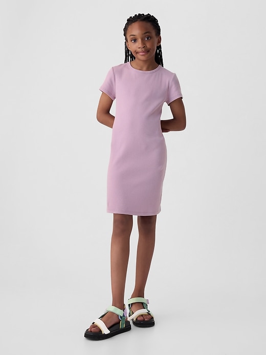 1 of 8 showing, with the color lavender mist of product Kids Rib T-Shirt Dress
