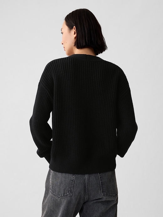 2 of 8 showing, with the color black of product Shaker-Stitch Cardigan