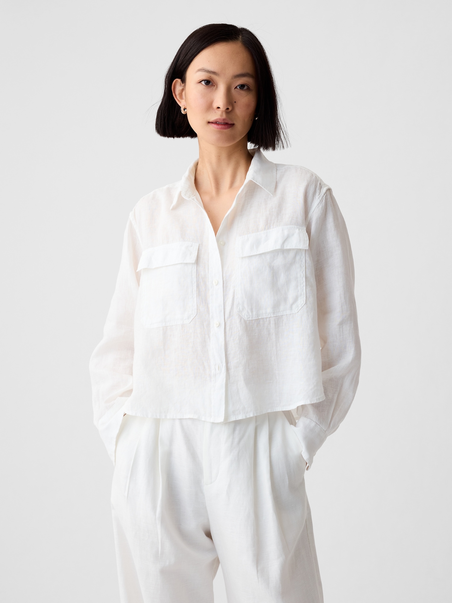 100% Linen Cropped Shirt