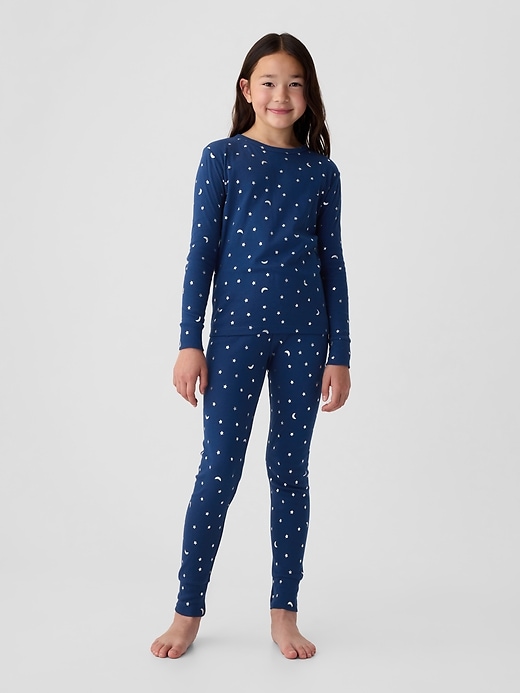 1 of 8 showing, with the color blue stars of product Kids Organic Cotton Star PJ Set