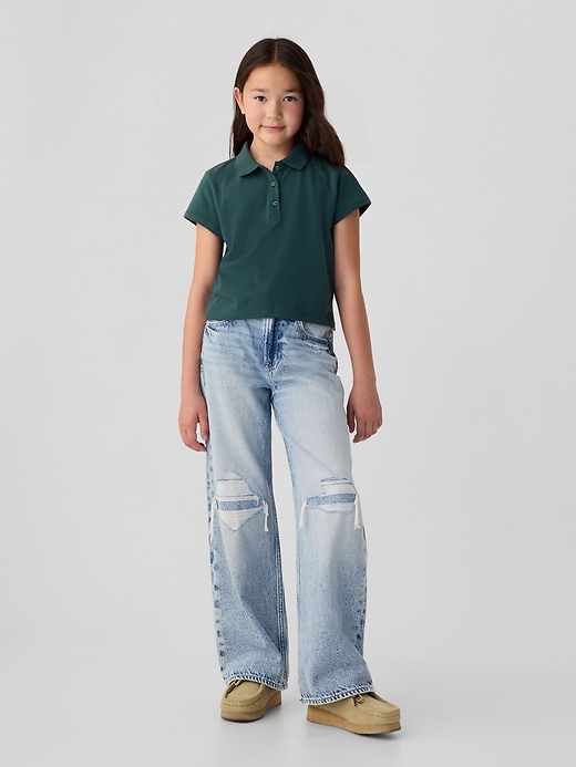 Image number 3 showing, Kids Pique Cropped Polo Shirt