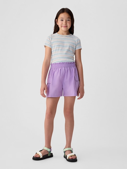 1 of 8 showing, with the color lilac surge of product Kids Mid Rise Cargo Shorts