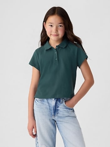 Kids Pique Cropped Polo Shirt