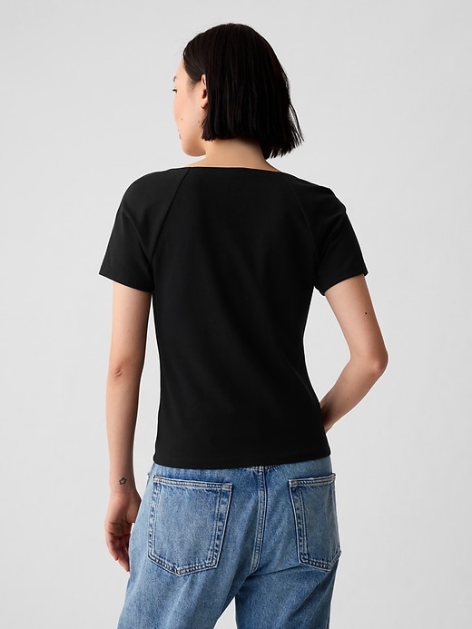 2 of 8 showing, with the color black of product Compact Jersey Square-Neck Shirt