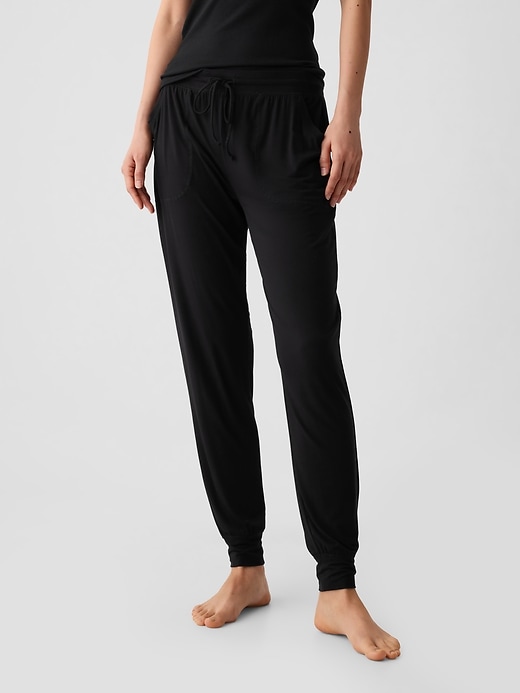 1 of 8 showing, with the color true black of product Modal Pajama Joggers