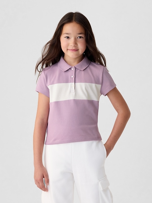 1 of 8 showing, with the color lavender mist of product Kids Pique Cropped Polo Shirt