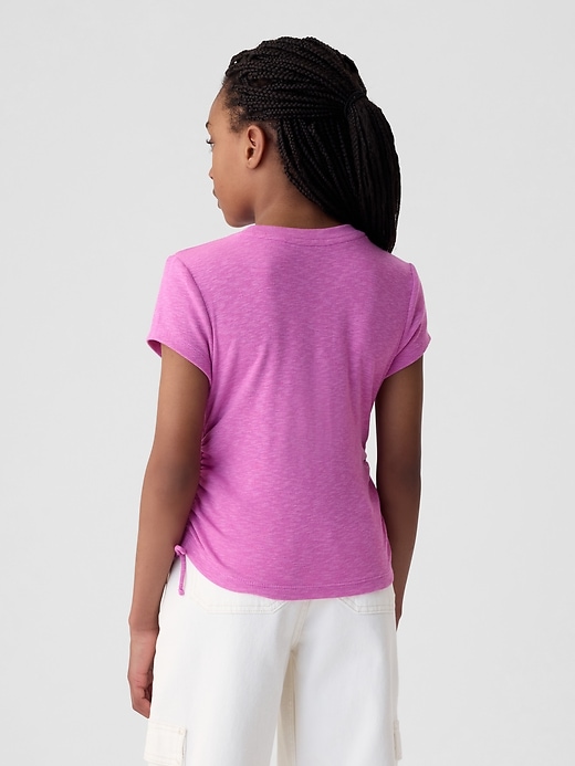 2 of 8 showing, with the color budding lilac of product Kids Essential Rib Ruched T-Shirt