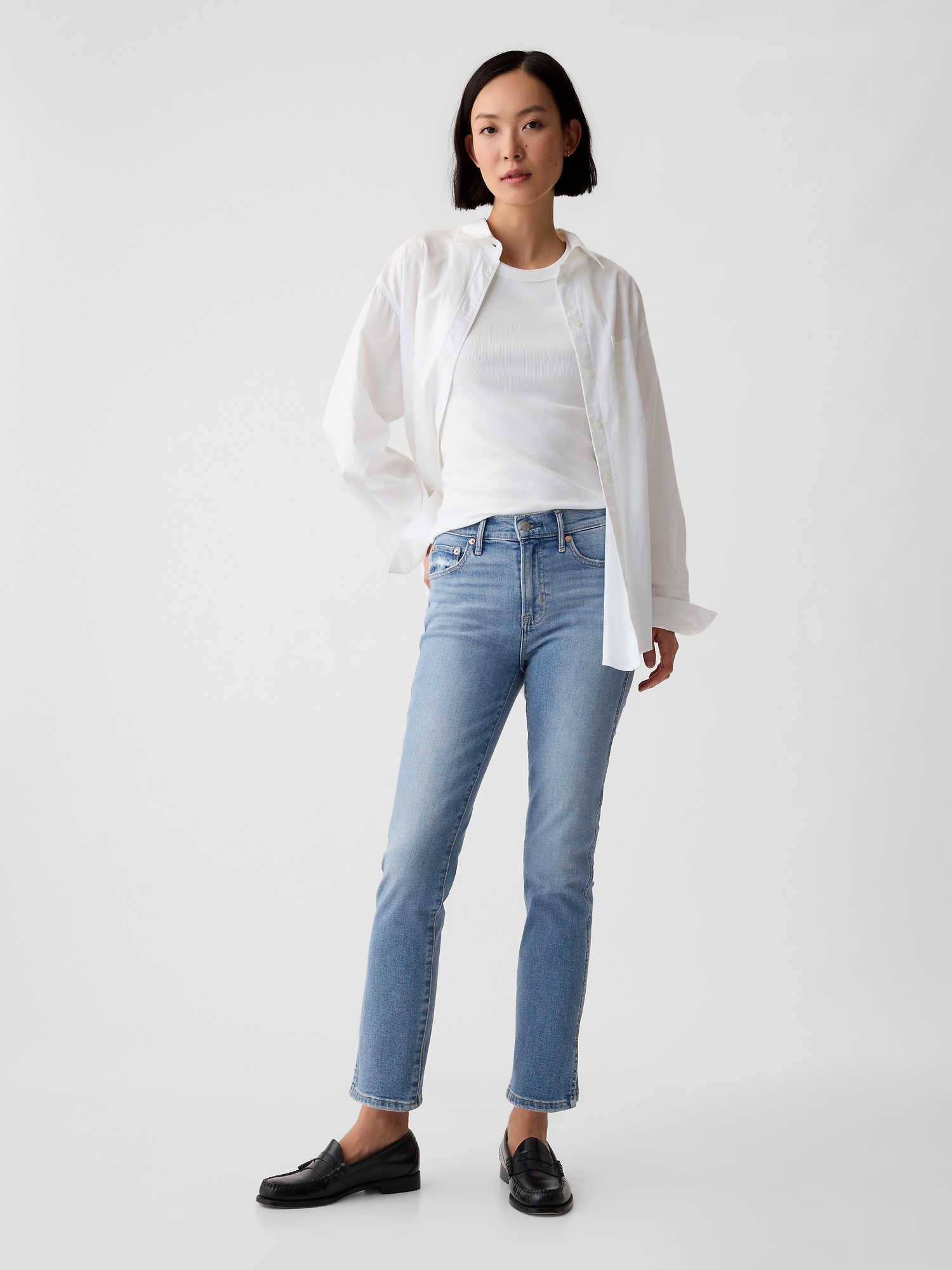 Mid Rise Split-Hem Vintage Slim Jeans