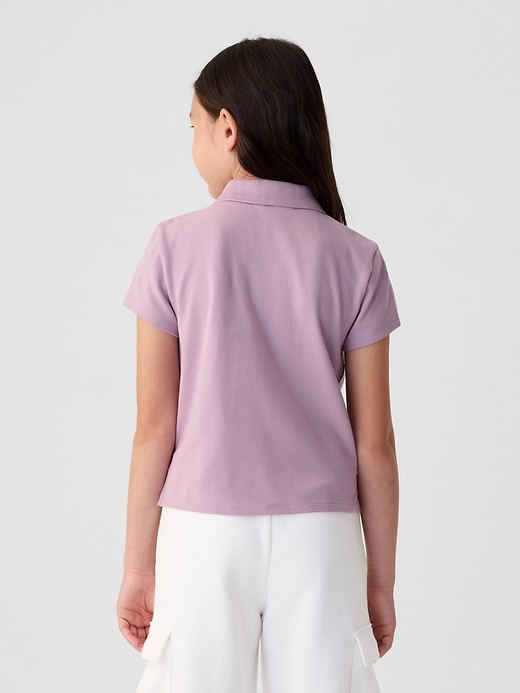 2 of 8 showing, with the color lavender mist of product Kids Pique Cropped Polo Shirt