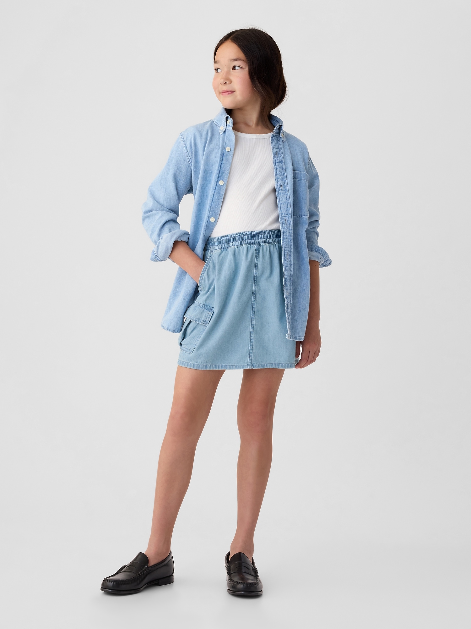 Mid length denim skirts gap deals