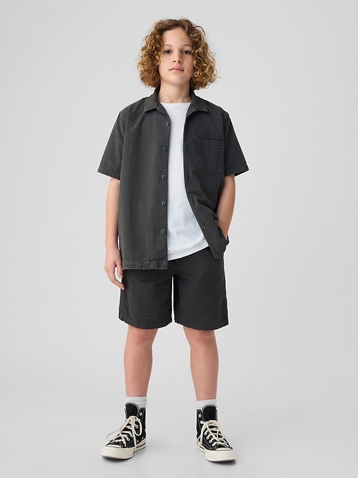 1 of 8 showing, with the color cast iron of product Kids Seersucker Easy Shorts