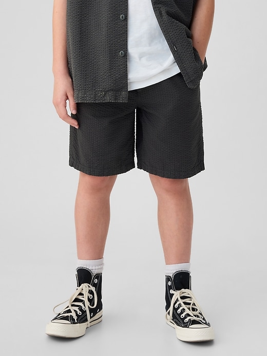 2 of 8 showing, with the color cast iron of product Kids Seersucker Easy Shorts