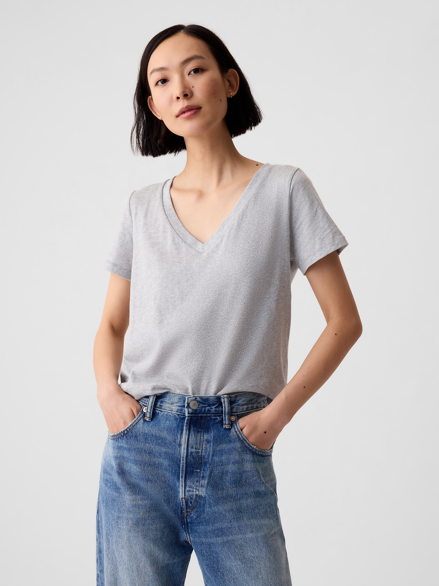 Organic Cotton Vintage V-Neck T-Shirt