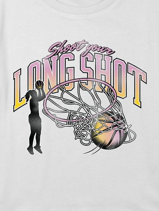 Image number 2 showing, Kids Basketball Long Shot Graphic Boxy Crop Tee