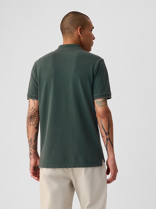 2 of 8 showing, with the color moores green of product Washed Pique Polo Shirt
