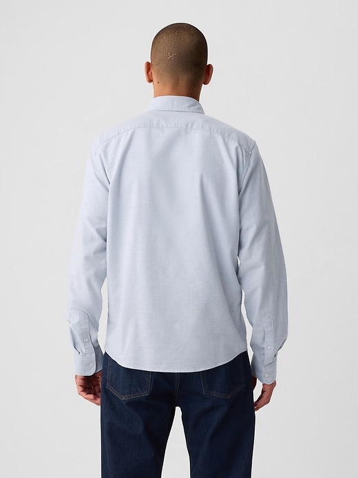 2 of 8 showing, with the color blue oxford of product Classic Oxford Shirt in Untucked Fit