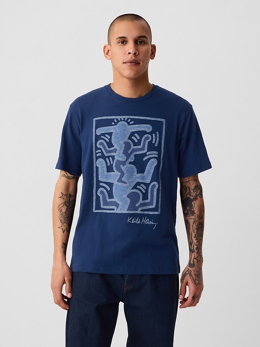 1 of 8 showing, with the color dark indigo of product Gap × Keith Haring Graphic T-Shirt