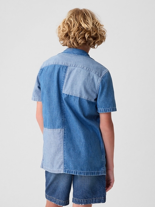 Image number 2 showing, Kids Patchwork Denim Shirt