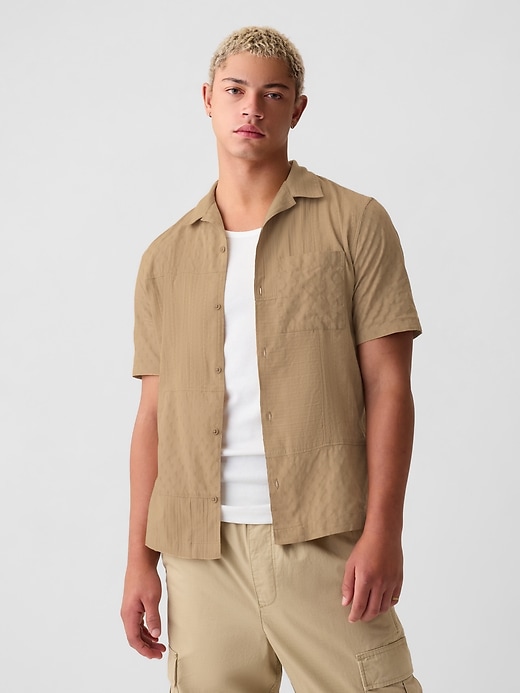 1 of 8 showing, with the color iconic khaki of product Textured Resort Shirt