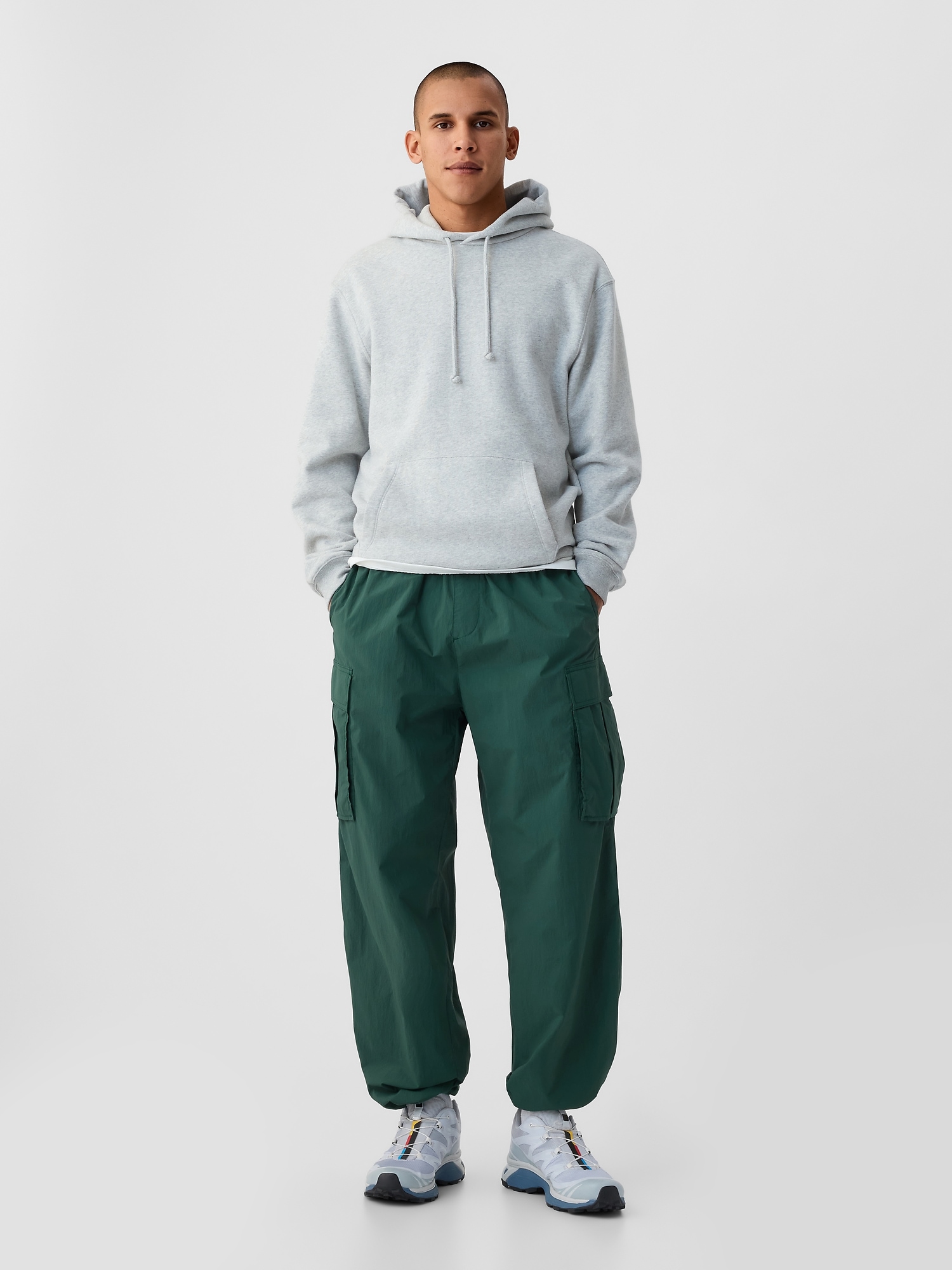 Shop Gap Nylon Cargo Pants In Moores Green