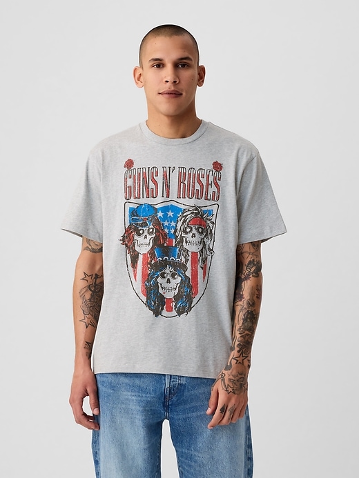 1 of 8 showing, with the color light heather gray of product Guns N' Roses Graphic T-Shirt