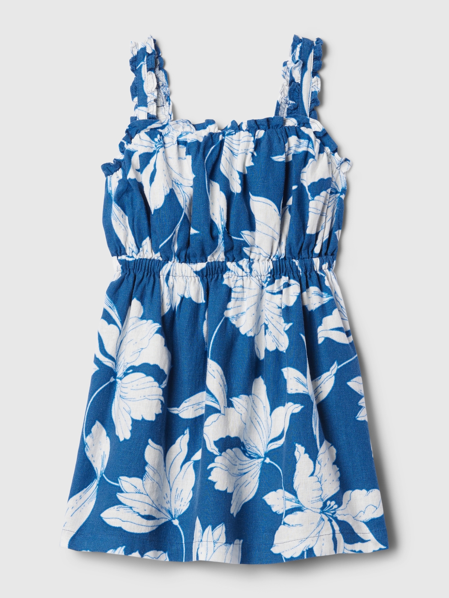 Gap Baby Linen-blend Tank Dress In Blue White Floral