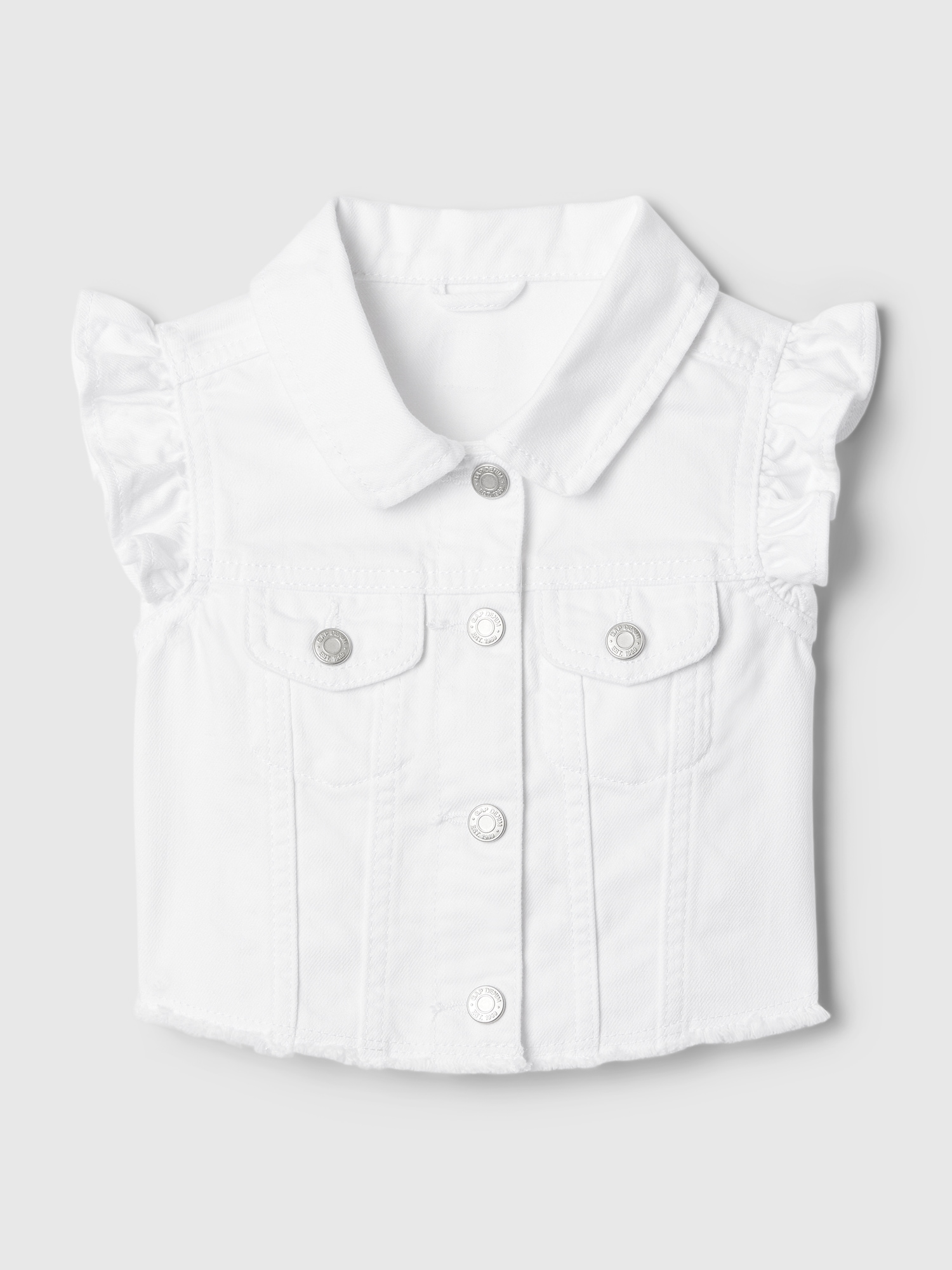 Gap Baby Ruffle Icon Denim Vest In Off White