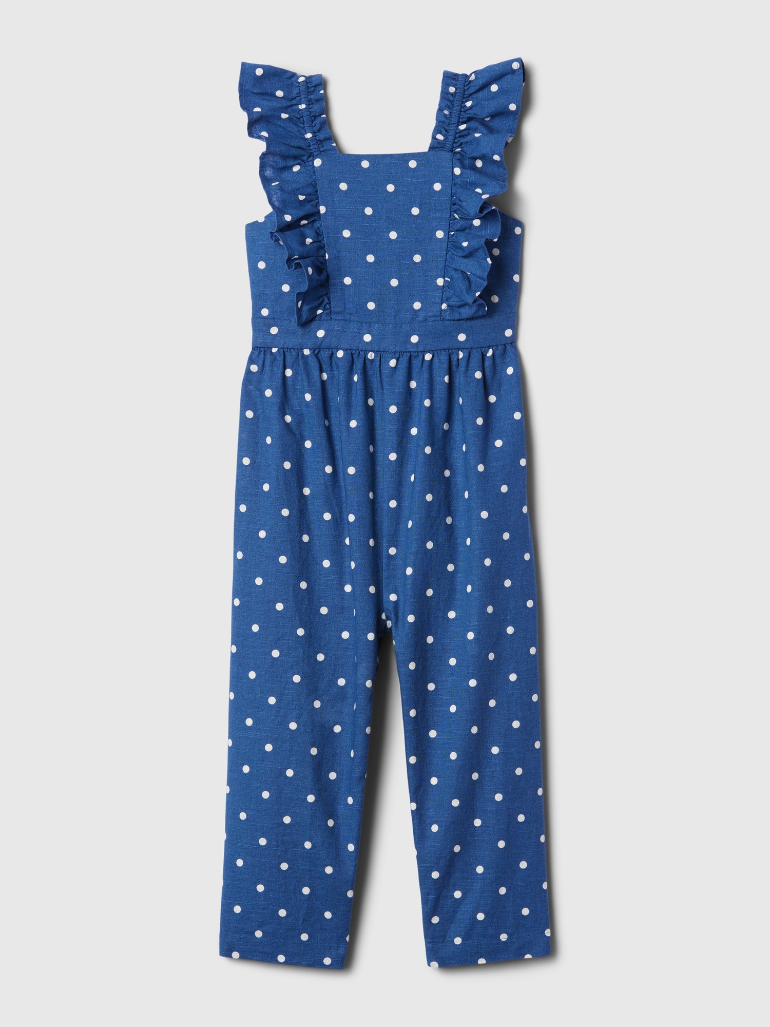 Gap Baby Linen-cotton Jumpsuit In Dark Indigo Blue