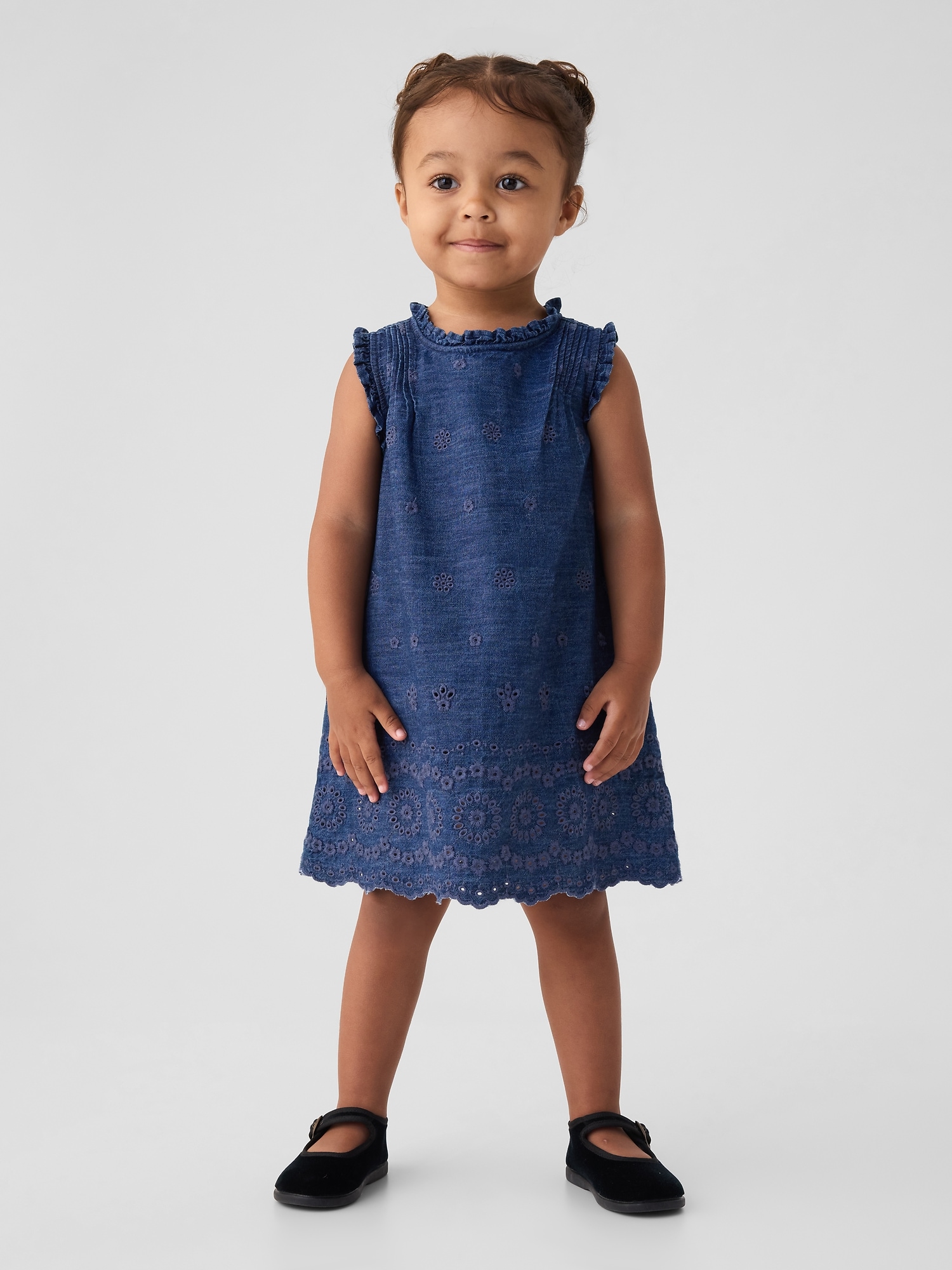 Gap × Dôen Baby Eyelet Denim Dress In Blue