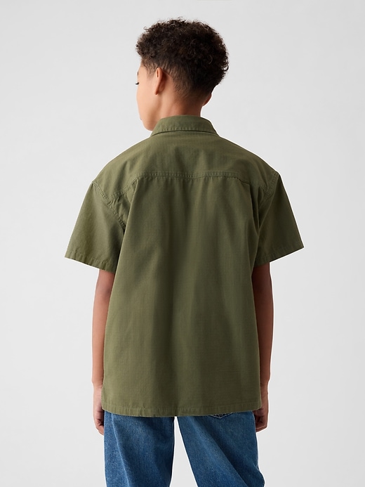 2 of 8 showing, with the color army jacket green of product Kids Ripstop Utility Shirt