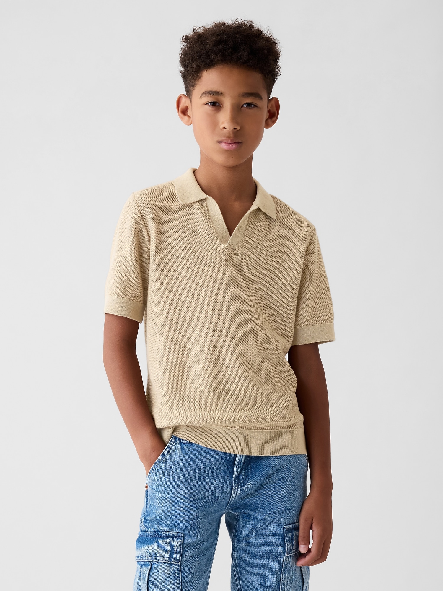 Kids Textured Polo Sweater | Gap