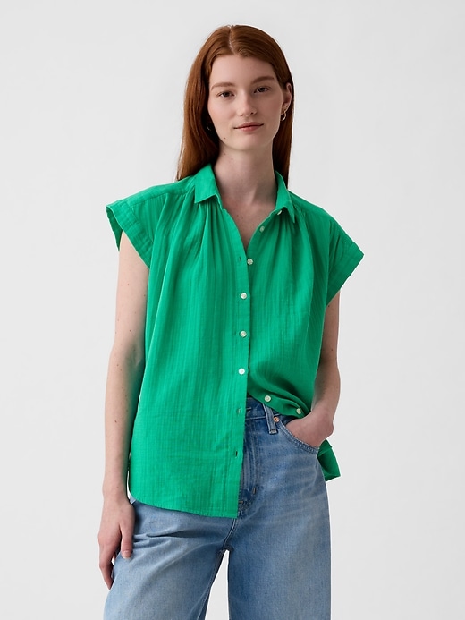 Image number 1 showing, Crinkle Gauze Shirt