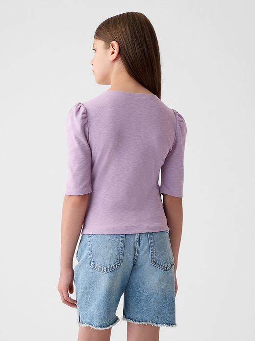 2 of 8 showing, with the color lavender mist of product Kids Essential Rib Ruched Shirt