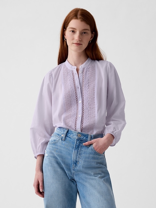 1 of 8 showing, with the color orchid petal purple of product Lace Shirt