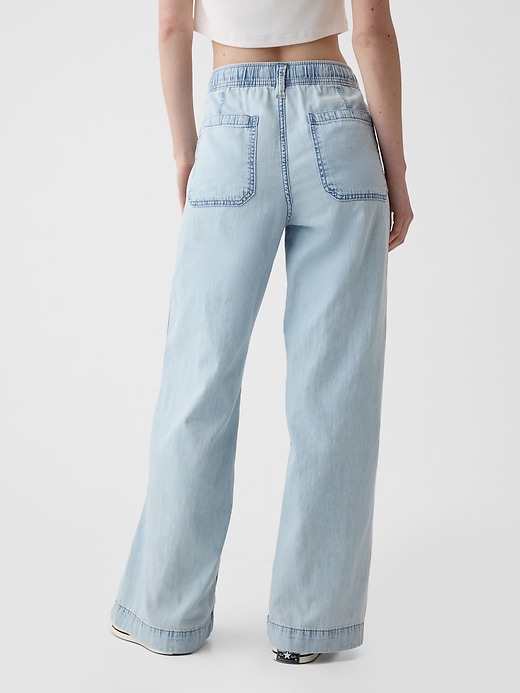 Image number 4 showing, Denim Easy Wide-Leg Pants