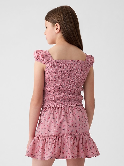 2 of 8 showing, with the color pink floral of product Kids Smocked Shirt