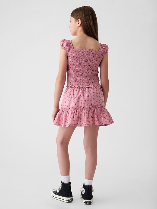 2 of 8 showing, with the color pink floral of product Kids Tiered Skort
