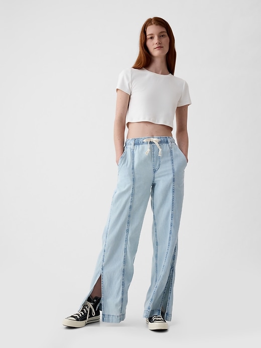 Image number 1 showing, Denim Easy Wide-Leg Pants