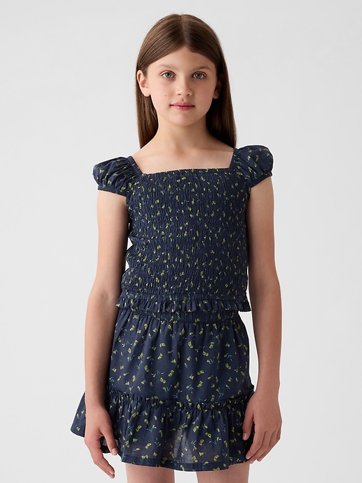 1 of 8 showing, with the color blue floral of product Kids Smocked Shirt