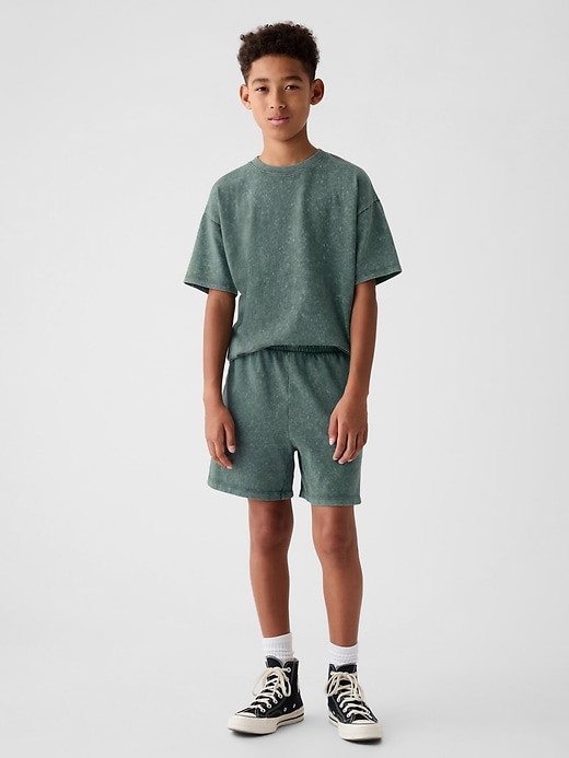1 of 8 showing, with the color moores green of product Kids Jersey Pull-On Shorts
