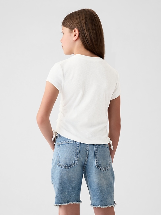 2 of 8 showing, with the color new off white of product Kids Essential Rib Ruched T-Shirt