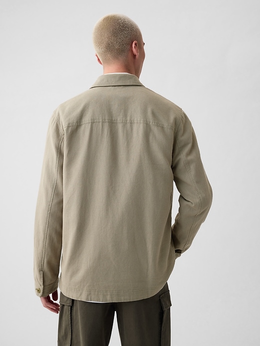 2 of 8 showing, with the color olive green of product Linen-Cotton Chore Jacket