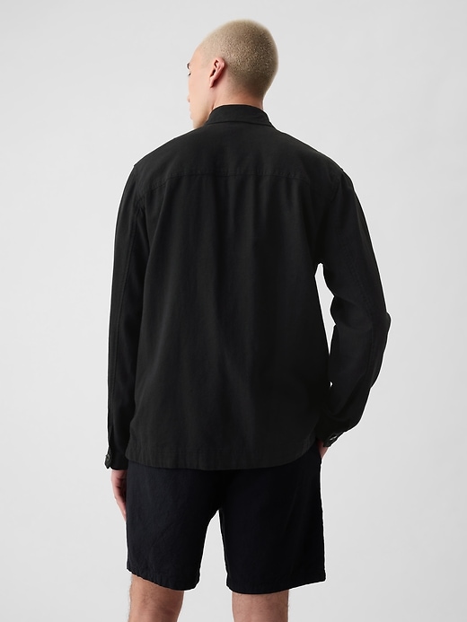2 of 8 showing, with the color black of product Linen-Cotton Chore Jacket