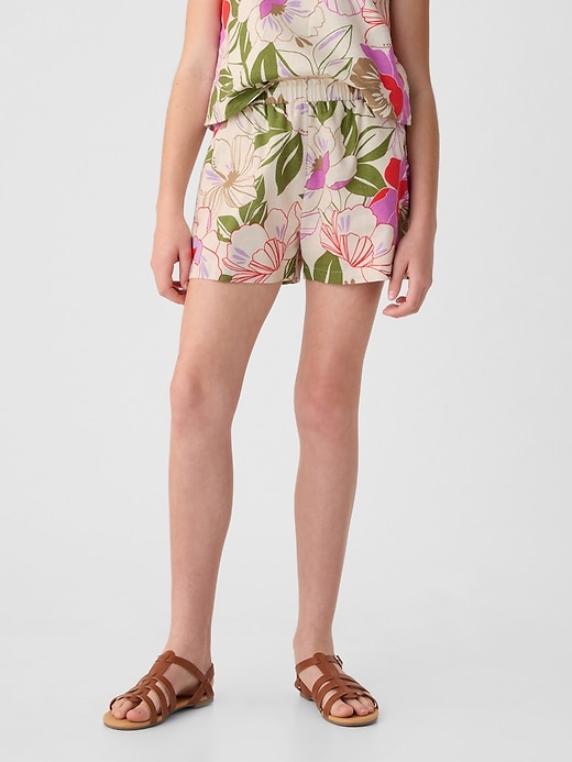 2 of 8 showing, with the color multi floral of product Kids Linen-Cotton Pull-On Shorts