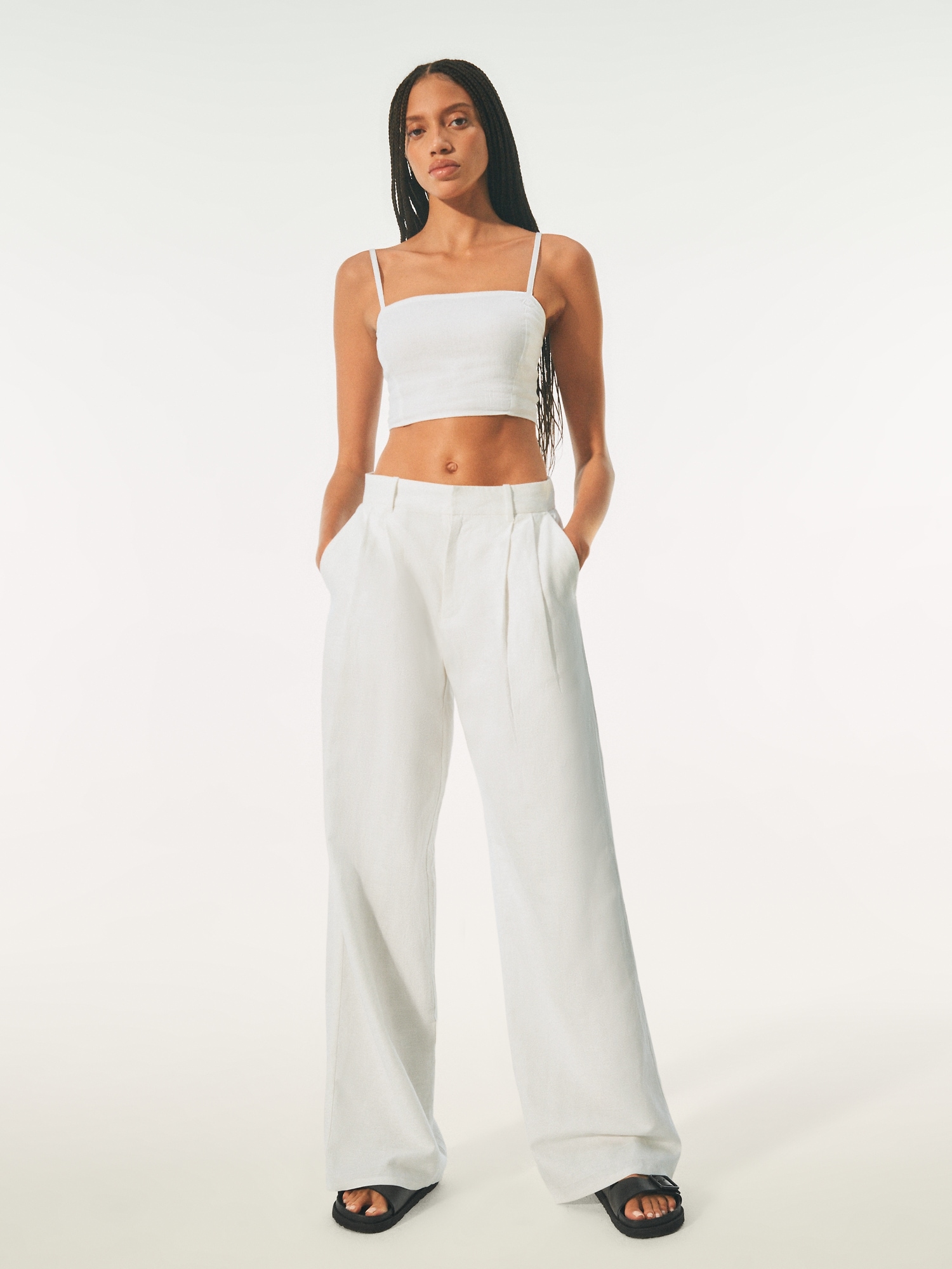 365 High Rise Linen Cotton Trousers Gap