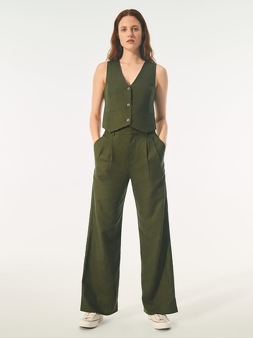 パンツ LINEN COTTON TROUSERS Alix Cotton Linen Pants | Slate Navy | TOAST